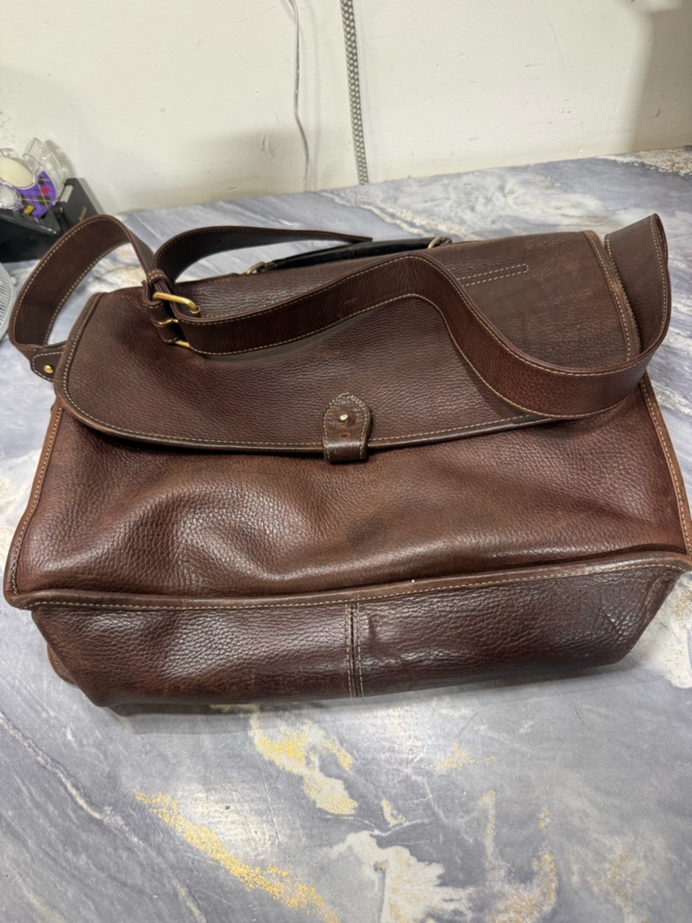 MULBERRY  Brown Leather Buckle Messenger Laptop Bag - Picture 2 of 16